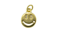 1 pc 18k Smiley Face CZ Charm, Pendant- 5x10mm