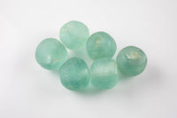 African Sea Glass Beads - approx 34 mm Clear Aqua Beads -1 pc per order- Excellent for Fan Pulls - Made in Ghana Africa