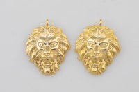 1 pc 18k Lion Head Charm, Pendant- 18x22mm