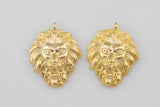 1 pc 18k Lion Head Charm, Pendant- 18x22mm