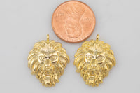 1 pc 18k Lion Head Charm, Pendant- 18x22mm