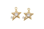 1 pc 18k Star CZ Charm Pendant- 11x16mm