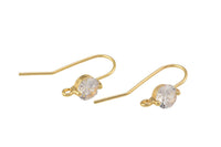 18kt Gold Earring Hook Wire CZ Earring, dainty Hoops, gold ear Hoops minimalist jewelry- 2 pcs fish hook earrings