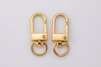 1 pcs- Self Closing Swivel Clasps - 18kt Gold for Charm Lock Jewelry Supply Component- 12x33mm