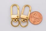 1 pcs- Self Closing Swivel Clasps - 18kt Gold for Charm Lock Jewelry Supply Component- 12x33mm