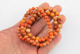 Orange Sea Sediment Jasper Smooth Round Size 6mm and 8mm- Handmade In USA- approx. 7" Bracelet Crystal Bracelet