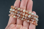 Natural Sunstone Round Size 6mm and 8mm- Handmade In USA- approx. 7" Bracelet Crystal Bracelet