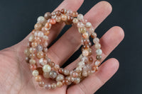 Natural Sunstone Round Size 6mm and 8mm- Handmade In USA- approx. 7" Bracelet Crystal Bracelet