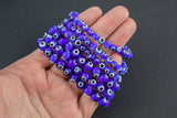 Blue Evil Eye Bracelet Round Size 6mm and 8mm - Handmade In USA - Natural Gemstone Crystal Bracelets - approx. 7" Crystal Bracelet