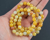 Honey Yellow Aventurine Striped Bracelet Round Size 6mm and 8mm- Handmade In USA Natural Gemstone Bracelets - Handmade Jewelry - approx. 7"