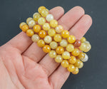 Honey Yellow Aventurine Striped Bracelet Round Size 6mm and 8mm- Handmade In USA Natural Gemstone Bracelets - Handmade Jewelry - approx. 7"