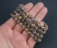 Giraffe Skin Agate Bracelet Round Size 6mm and 8mm - Handmade In USA Natural Gemstone Crystal Bracelets - Handmade Jewelry - approx. 7"