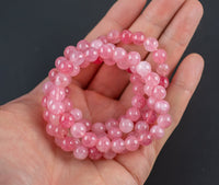 Strawberry Jade Bracelet Round Size 6mm and 8mm Handmade In USA Natural Gemstone Crystal Bracelets Handmade Jewelry - approx. 7"