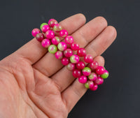 Bubblegum Pink Jade Bracelet Round Size 6mm and 8mm Handmade In USA Natural Gemstone Crystal Bracelets Handmade Jewelry - approx. 7"