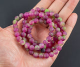 Matte Grape Jade Bracelet Round Size 6mm and 8mm Handmade In USA Natural Gemstone Crystal Bracelets Handmade Jewelry - approx. 7"