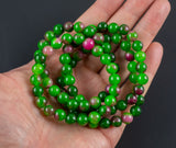 Ruby Zoisite Jade Bracelet Round Size 6mm and 8mm Handmade In USA Natural Gemstone Crystal Bracelets Handmade Jewelry - approx. 7"