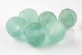 African Sea Glass Beads - approx 34 mm Clear Aqua Beads -1 pc per order- Excellent for Fan Pulls - Made in Ghana Africa