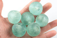 African Sea Glass Beads - approx 34 mm Clear Aqua Beads -1 pc per order- Excellent for Fan Pulls - Made in Ghana Africa