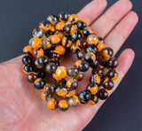 10mm Pumpkin Orange Agate Bracelet Round Size 6mm and 8mm Handmade In USA Natural Gemstone Crystal Bracelets Handmade Jewelry - approx. 7"