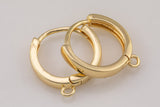 4pcs 18kt Gold hoop huggie one touch w/ open link Lever Hoop earring making, 15mm Earring Charm Making Findings Huggies