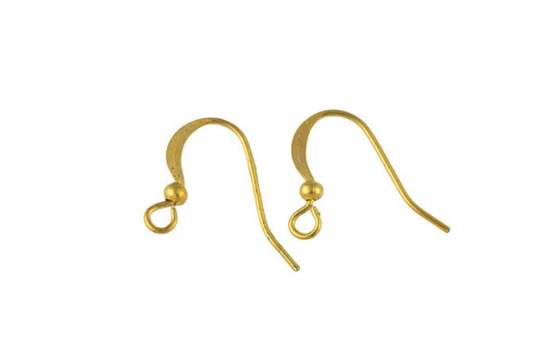 Earring Wire French Hook Earrings, Fish Hook- Gold Plated- Basic Sizing