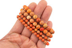 Orange Sea Sediment Jasper Smooth Round Size 6mm and 8mm- Handmade In USA- approx. 7" Bracelet Crystal Bracelet