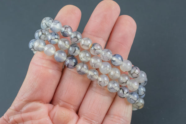 Dragon Scale Agate Round Size 6mm and 8mm- Handmade In USA- approx. 7" Bracelet Crystal Bracelet