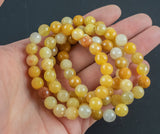 Honey Yellow Aventurine Striped Bracelet Round Size 6mm and 8mm- Handmade In USA Natural Gemstone Bracelets - Handmade Jewelry - approx. 7"