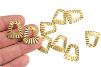 Brass earrings-Earring copper accessories-Earring Charm -Brass -Earring pendant-Brass jewelry- Wavy Trapazoid earrings -18x21MM- ss01