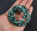 Moss Quartz Bracelet Round Size 6mm and 8mm Handmade In USA Natural Gemstone Crystal Bracelets Handmade Jewelry - approx. 7"