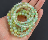 Eucalyptus Green Jade Bracelet Round Size 6mm and 8mm Handmade In USA - Natural Gemstone Crystal Bracelets Handmade Jewelry - approx. 7"