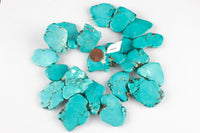 Blue Green Turquoise Side drilled Slices Slabs Gemstone Beads- 30mm x 40mm