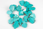 Blue Green Turquoise Side drilled Slices Slabs Gemstone Beads- 30mm x 40mm