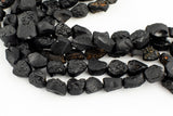 Natural Tektite Beads Freeform Oval Nugget Drilled Black Meteorite Cosmic Gems Rough Raw Gemstone 15.5" Strand