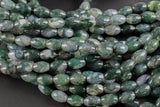Natural Moss Grass Agate Beads Grade AAA  8x12mm Barrel- 15 inch strand Gemstone Beads