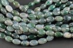 Natural Moss Grass Agate Beads Grade AAA  8x12mm Barrel- 15 inch strand Gemstone Beads