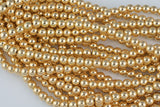14K Dark GOLD COATED Gold Hematite Smooth Round - 2mm 3mm 4mm 6mm 8mm 10mm - Very High quality gold plating / coating