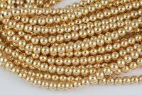 14K Dark GOLD COATED Gold Hematite Smooth Round - 2mm 3mm 4mm 6mm 8mm 10mm - Very High quality gold plating / coating