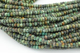 Natural African Turquoise High Quality in 6mm and 8mm Roundel- Full 15.5 Inch Strand AAA Quality Smooth Gemstone Beads