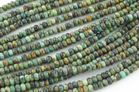 Natural African Turquoise High Quality in 6mm and 8mm Roundel- Full 15.5 Inch Strand AAA Quality Smooth Gemstone Beads