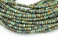 Natural African Turquoise High Quality in 6mm and 8mm Roundel- Full 15.5 Inch Strand AAA Quality Smooth Gemstone Beads