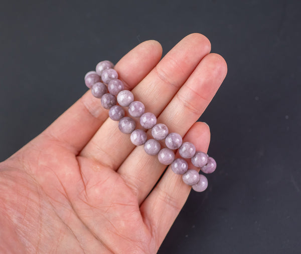 Plum Purple Jade Bracelet Round Size 6mm and 8mm Handmade In USA Natural Gemstone Crystal Bracelets Handmade Jewelry - approx. 7"