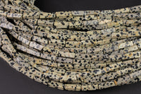 Dalmatian Jasper beads rectangular tube tubular beads 15.5" 4x13mm