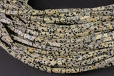 Dalmatian Jasper beads rectangular tube tubular beads 15.5" 4x13mm