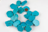 Blue Turquoise Side drilled Slices Slabs Gemstone Beads- 30mm x 40mm