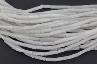 Natural White Jade beads tube tubular beads 15.5" 4x13mm