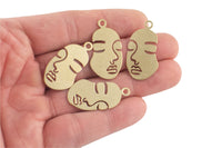 Brass earrings-Earring copper accessories-Earring pendant-Brass earring charms-Earring connector-Brass-Human face shape earrings- 18x33mm