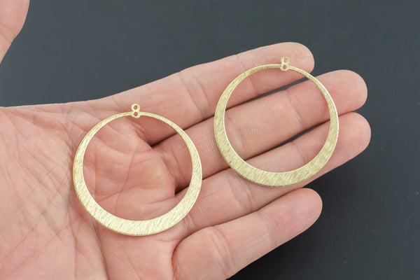 Brass earrings-Earring copper accessories-Earring pendant-Brass earring charms-Earring connector-Brass jewelry-Circle shape earrings-  45mm