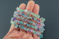 Rainbow Fluorite Stretchy String Bracelet Natural Gemstone Crystal Bracelets Handmade Jewelry Bracelet