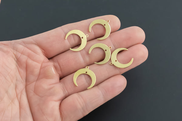 Brass earrings-Earring copper accessories-Earring connector-Brass earring charms-Earring pendant-Brass jewelry-Moon shaped earrings-18mm